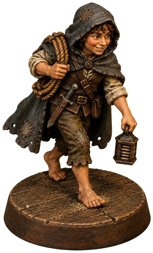 Figur Perrin Quince di atas peta kota lilin